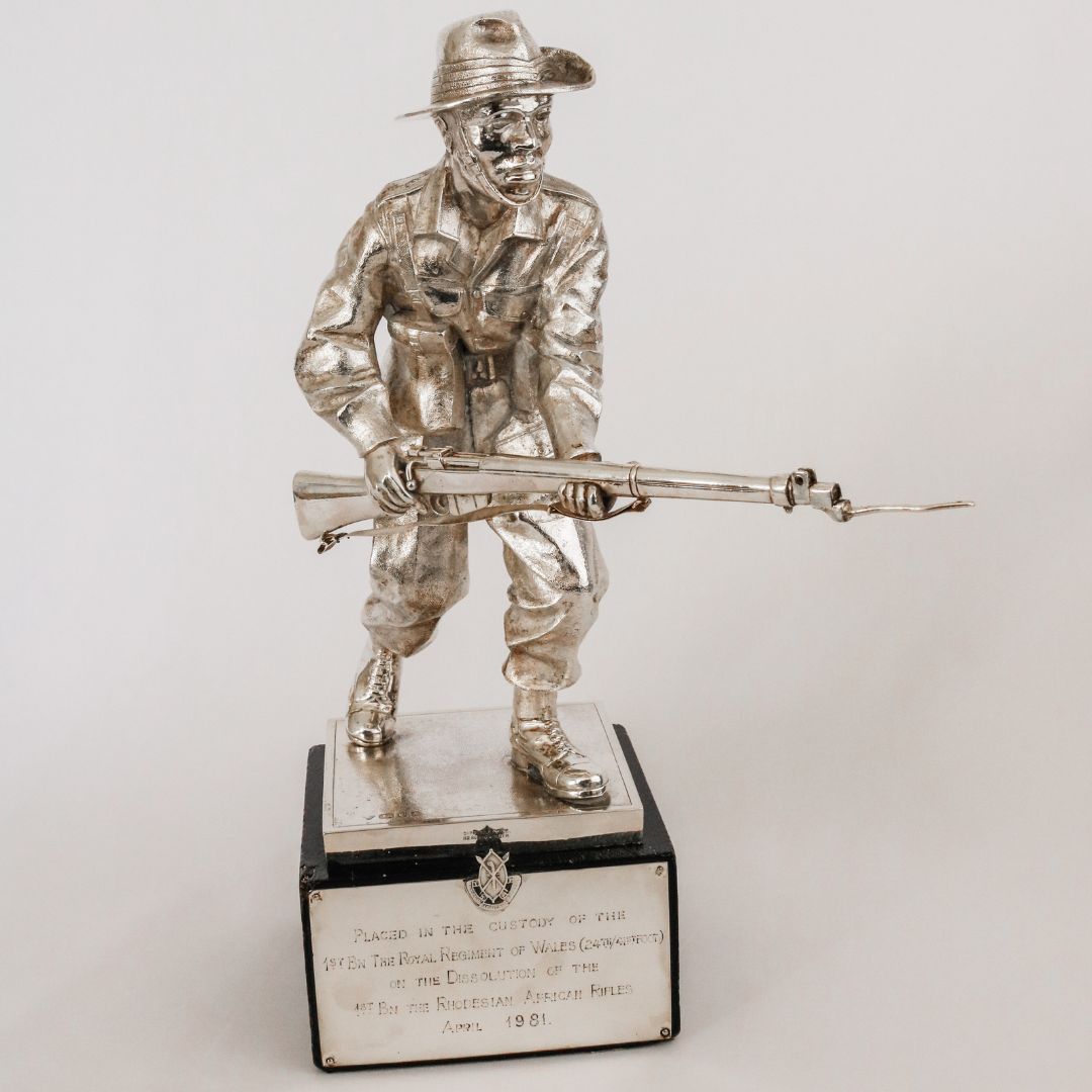 Silver Statue Of A Rhodesian African Rifle